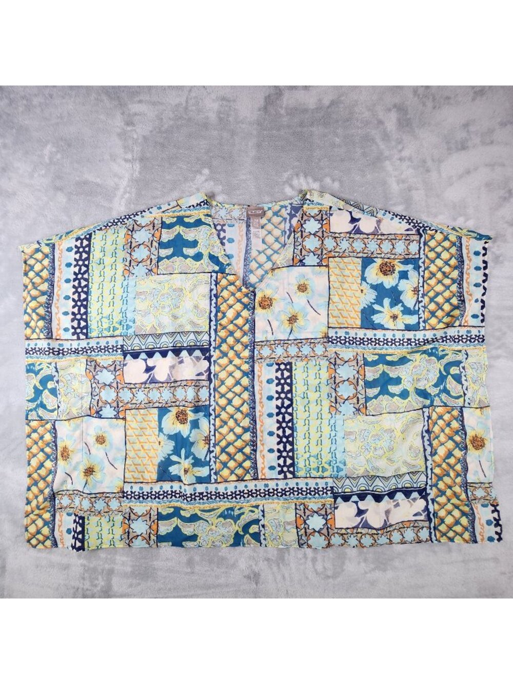 Chicos Kimono Sheer Top Large Abstract Boho Hippie Festival Flowy Artsy Cover Up